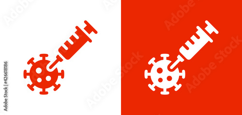 Coronavirus vaccine Icon. Covid-19 syringe sign illustration.