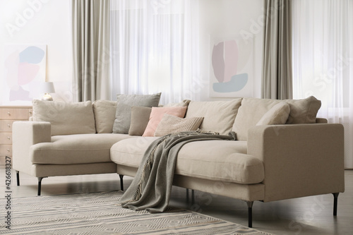 Stylish sofa in modern living room interior © New Africa