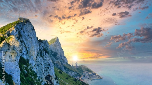 sunset in the rock of Gibraltar photo