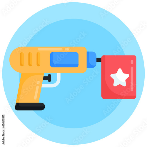 
Have a look at this mesmerizing flat icon of prank gun 

