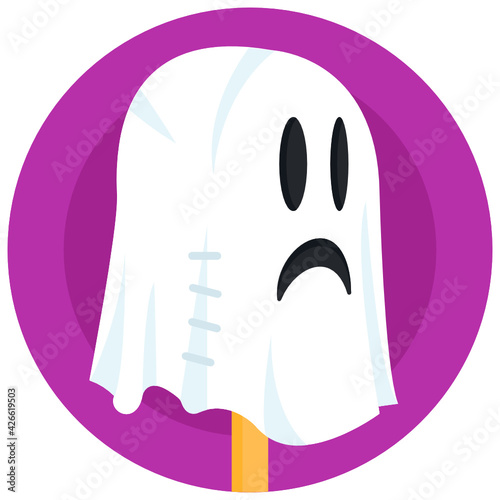 
Funny ghost prank for fool day, flat round icon

