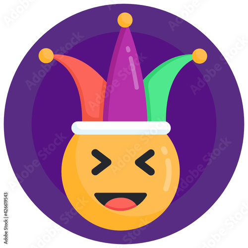 
Download jester emoji in an editable design, funny clown

