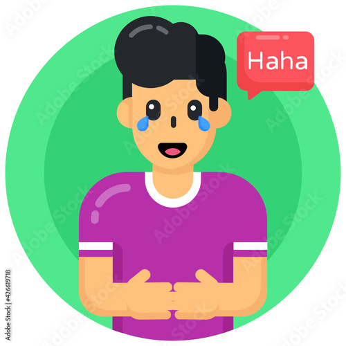 
Flat round editable icon of tears of joy

