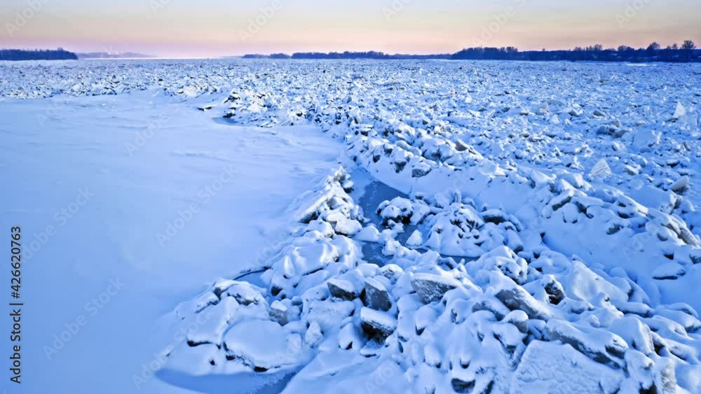 Ice jam on Vistula River, Poland. Water transport on river. Ice jam on Vistula River, Poland. Water transport on river.