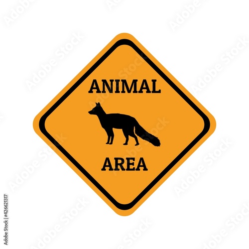 fox animal warning traffic sign flat design vector illustration