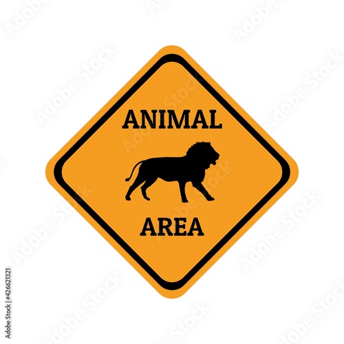 lion animal warning traffic sign flat design vector illustration