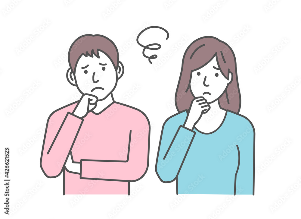 Vector Illustration of young man and woman (couple or family etc. ) in trouble or confused. Vector Illustration of young man and woman (couple or family etc. ) in trouble or confused.