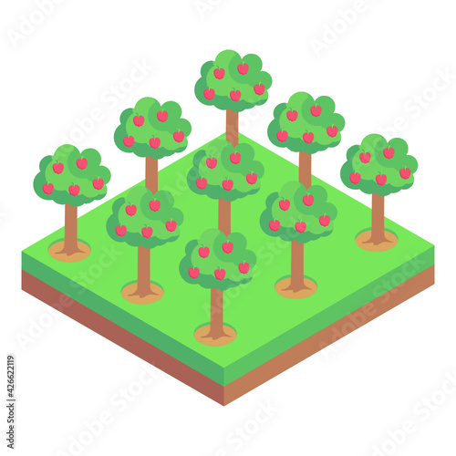 
An icon of farm fields isometric design 

