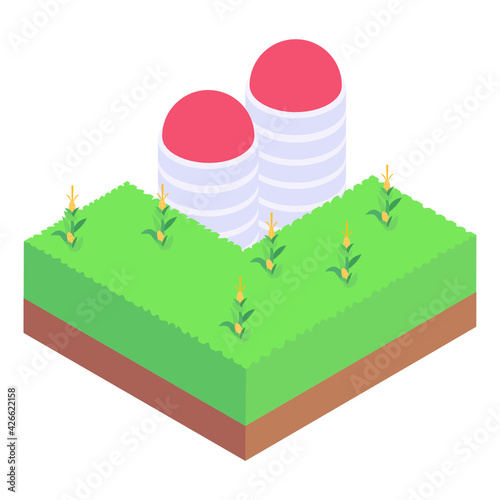 
Isometric silos icon in editable design 

