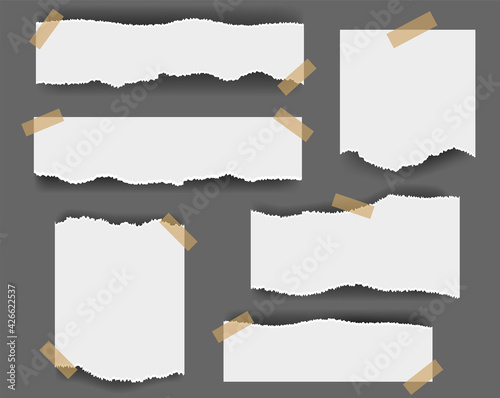 Ripped paper Isolated Grey Background With Gradient Mesh, Vector Illustration