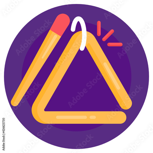 
A triangle music instrument icon, flat rounded design of idiophone 

