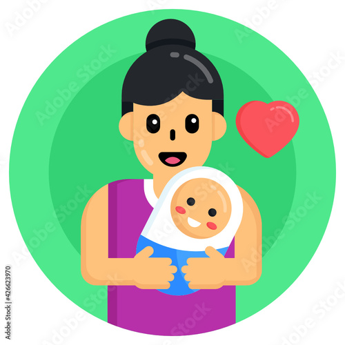 
A newborn baby flat round icon

