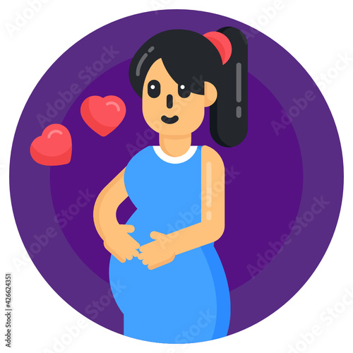 
Icon of pregnant lady in flat round design 

