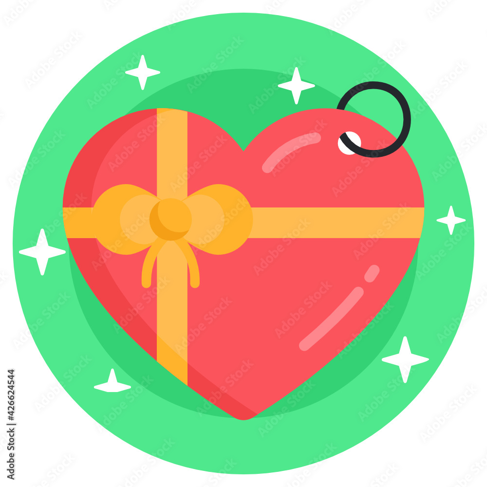 Fototapeta premium A heart keyring flat round icon
