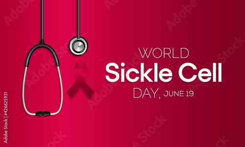 World Sickle cell day is observed every year on June 19, it is an inherited red blood cell disorder in which there are not enough healthy cells to carry oxygen throughout the body. Vector illustration