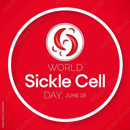 World Sickle cell day is observed every year on June 19, it is an inherited red blood cell disorder in which there are not enough healthy cells to carry oxygen throughout the body. Vector illustration