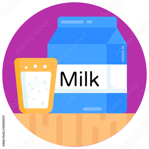 
Milk pack in flat rounded creative design 

