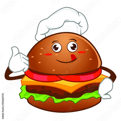hamburger mascot cartoon in vector