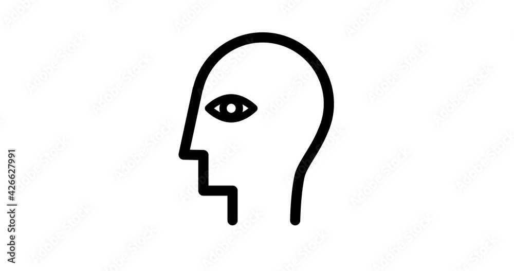 Human head icon set animated for infographics, websites and media in outline design. Human head icon set animated for infographics, websites and media in outline design.
