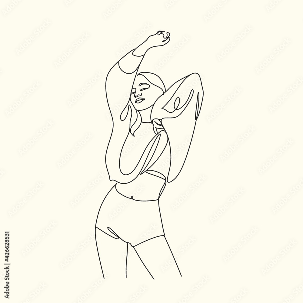 Woman Face Continuous One Line Vector Drawing. Style Template with Abstract Female Face. Modern Minimalist Simple Linear Style. Beauty Fashion Design Woman Face Continuous One Line Vector Drawing. Style Template with Abstract Female Face. Modern Minimalist Simple Linear Style. Beauty Fashion Design