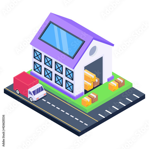 
An icon of warehouse isometric design, editable vector download 

