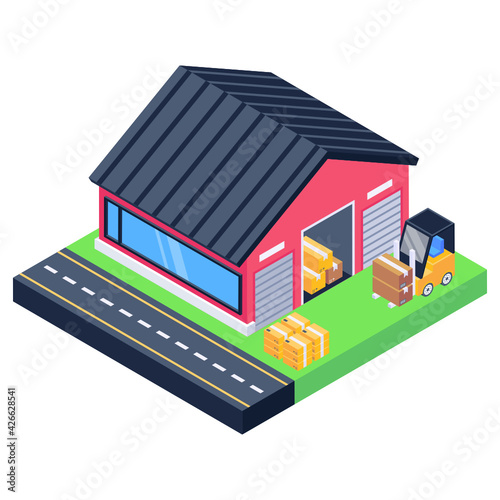 
An icon of warehouse isometric design, editable vector download 


