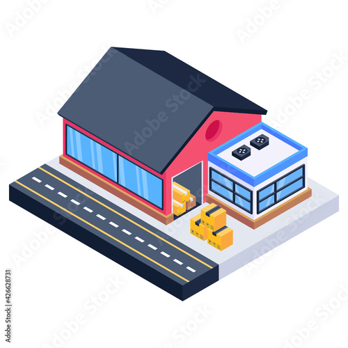 
An icon of warehouse isometric design, editable vector download 


