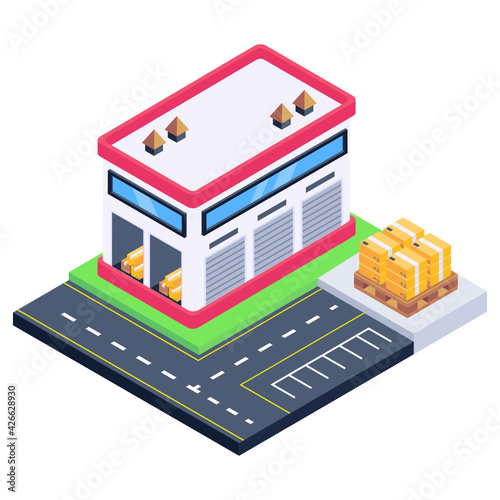 
An icon of warehouse isometric design, editable vector download 

