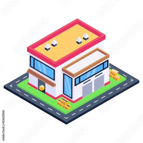 
An icon of warehouse isometric design, editable vector download 

