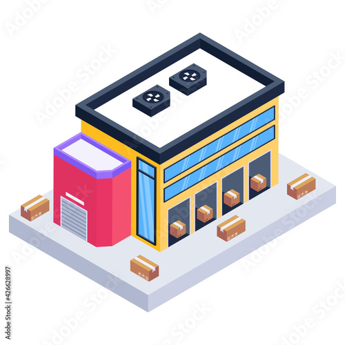 
An icon of warehouse isometric design, editable vector download 

