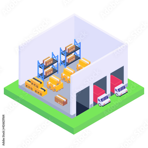 
An icon of warehouse isometric design, editable vector download 


