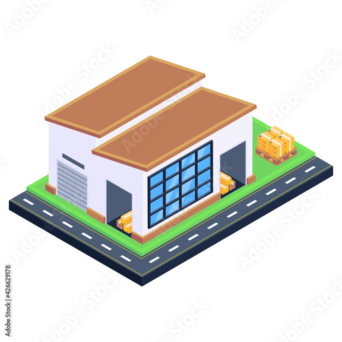 
An icon of warehouse isometric design, editable vector download 


