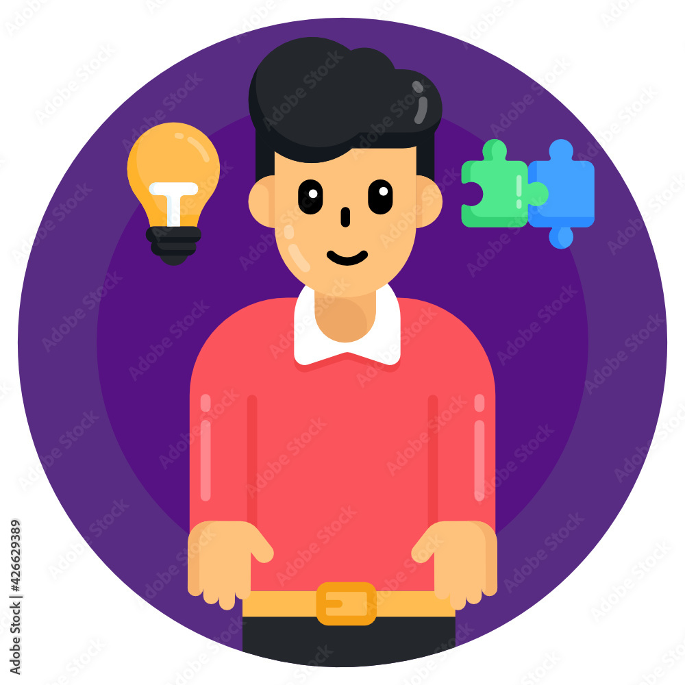Icon of problem solution flat round design
Icon of problem solution flat round design