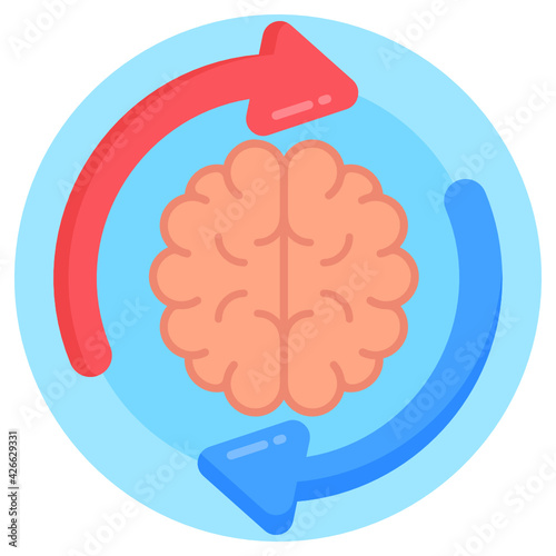 
Download this flat round icon of refresh brain 

