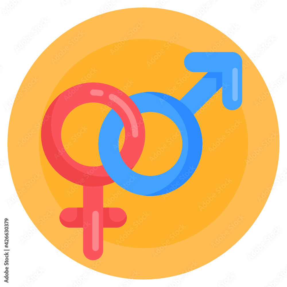 Female and male signs, flat round icon of gender
Female and male signs, flat round icon of gender