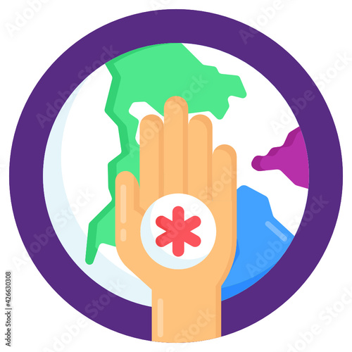 
A well designed icon of global care in flat round vector 

