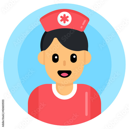 
An editable icon of male nurse in flat round design 

