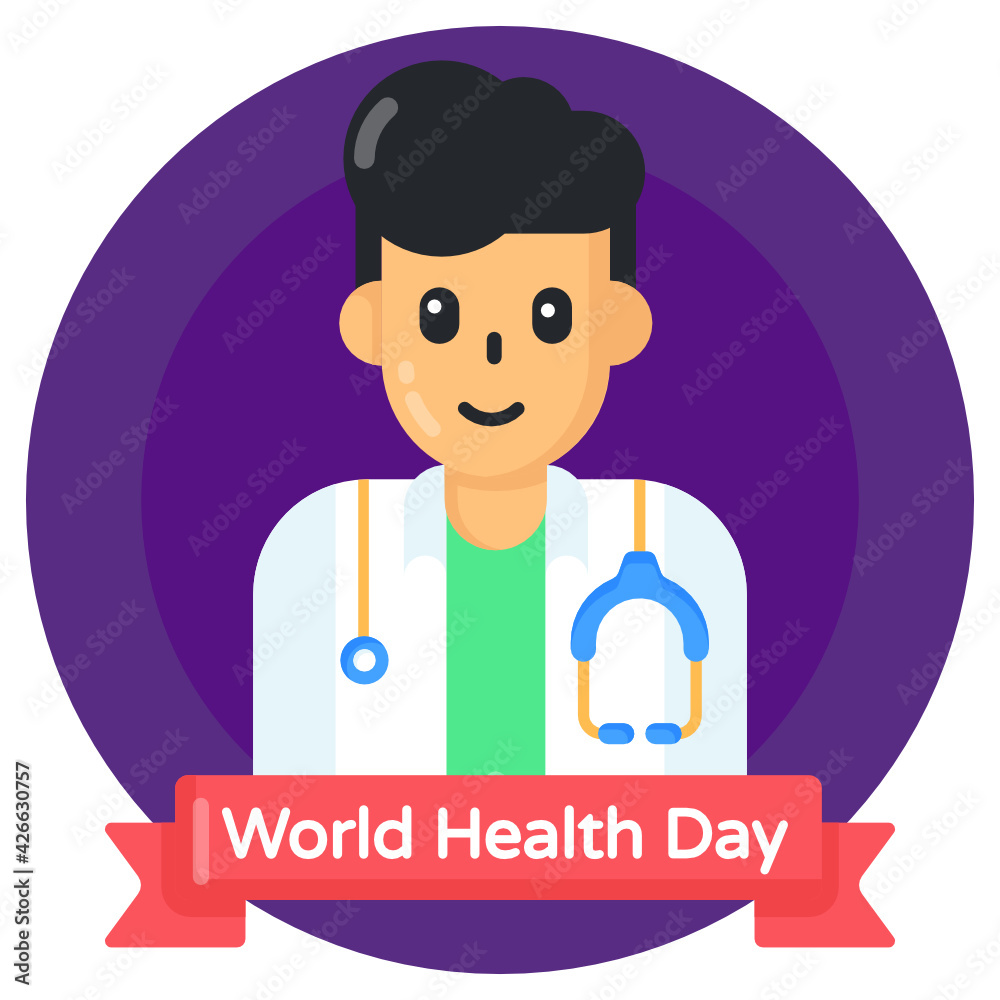 
Doctor avatar on a purple background, flat round icon

