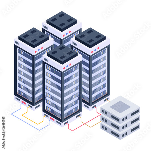 
Icon of data server room in modern isometric design 

