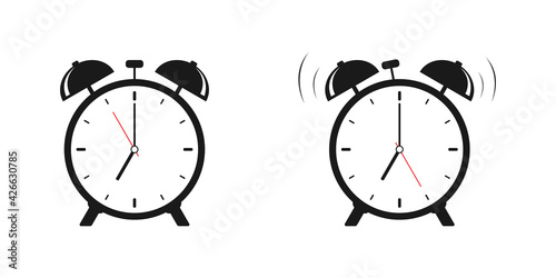 Sleep and wake up alarm clock icons set. Illustration