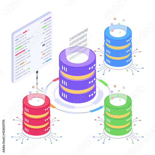 
Icon of data server room in modern isometric design 

