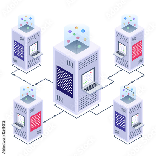 
Icon of data server room in modern isometric design 

