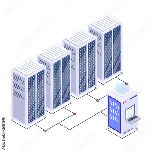 
Icon of data server room in modern isometric design 

