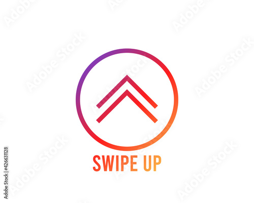 Swipe up buttons set. Application and social network icons, swipe up for advertising. Social media scroll arrows. Vector illustration.