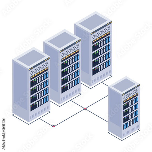 
Icon of data server room in modern isometric design 

