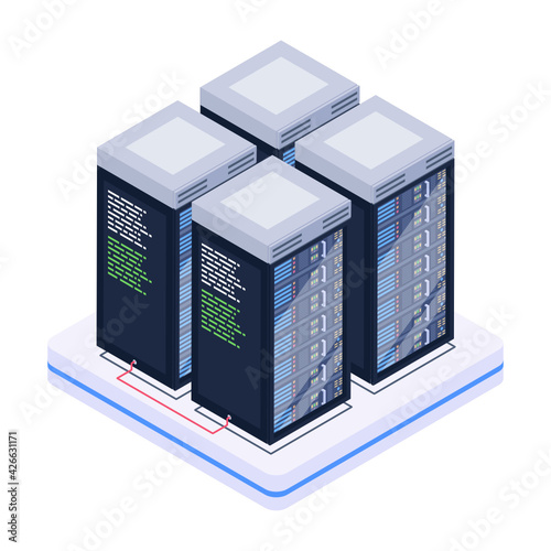 
Icon of data server room in modern isometric design 

