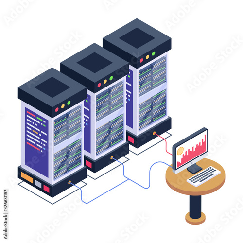 
Icon of data server room in modern isometric design 

