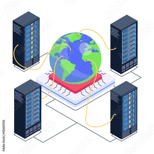 
Icon of data server room in modern isometric design 

