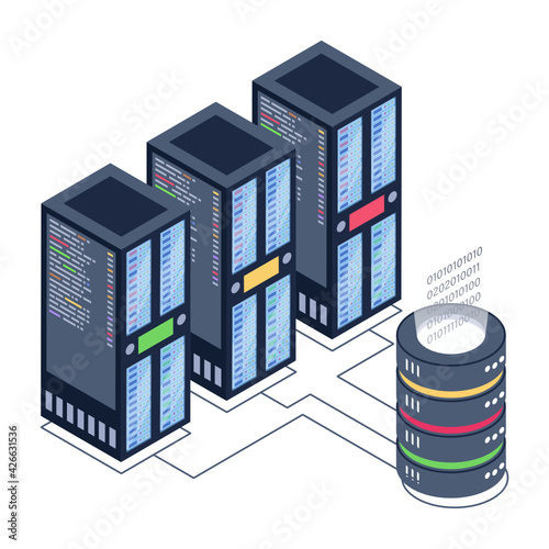 
Icon of data server room in modern isometric design 

