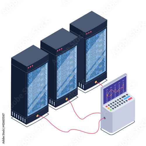 
Icon of data server room in modern isometric design 

